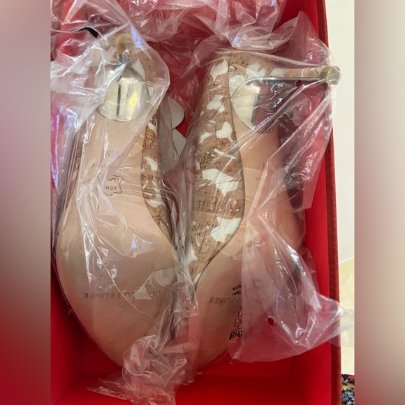 Donald J Pliner TREVA FLORAL CORK POINTED TOE PUMPS IN NATURAL/WHITE - Picture 3 of 5